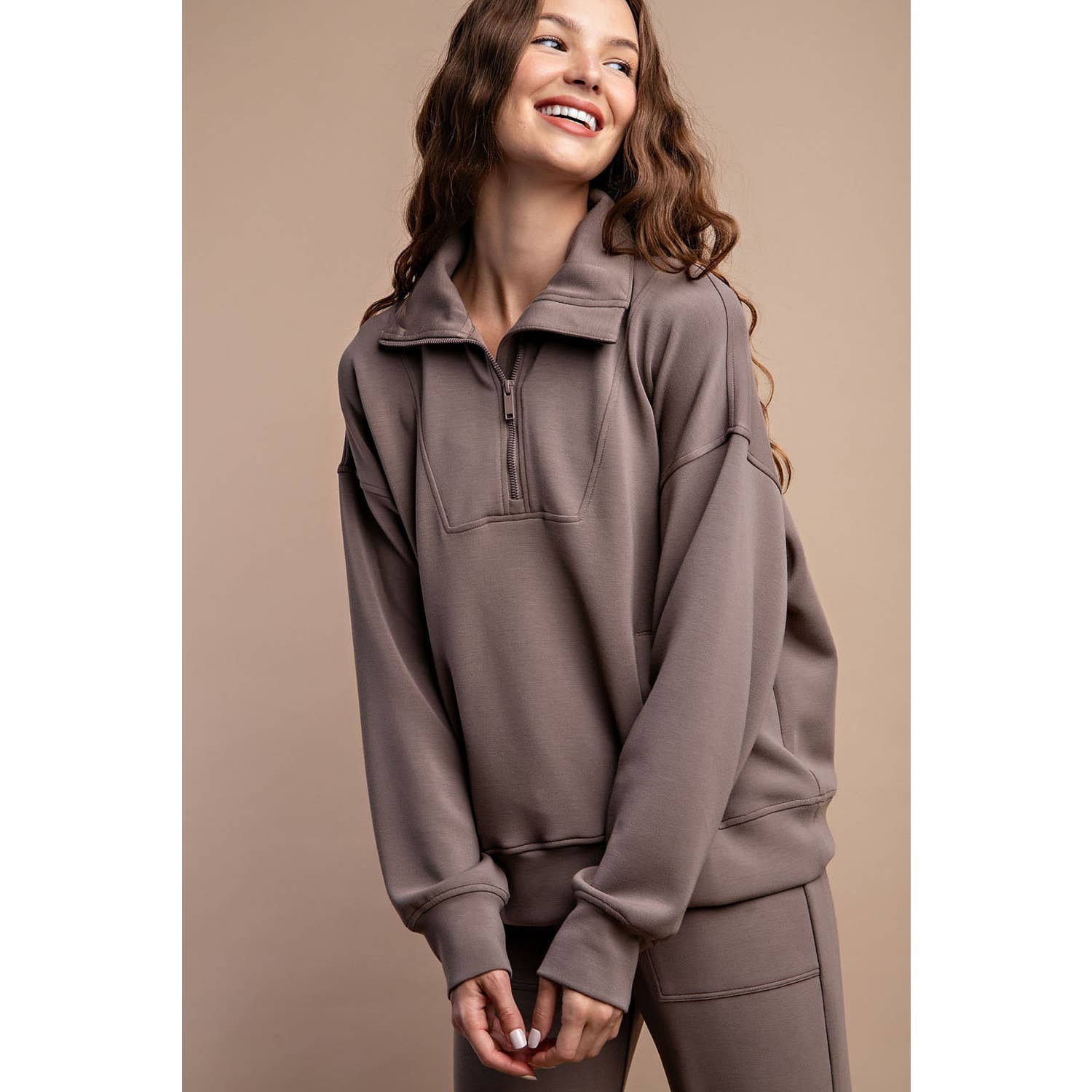 MODAL SCUBA QUARTER ZIP FUNNEL NECK PULLOVER